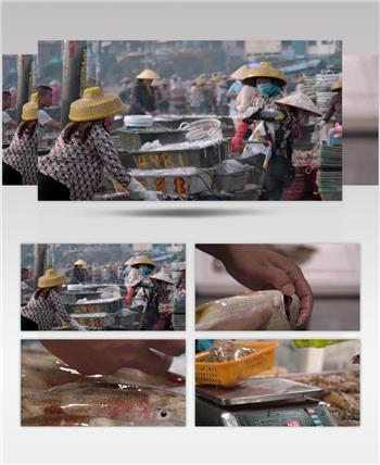 海港渔船海鲜美食新鲜海产品视频素材