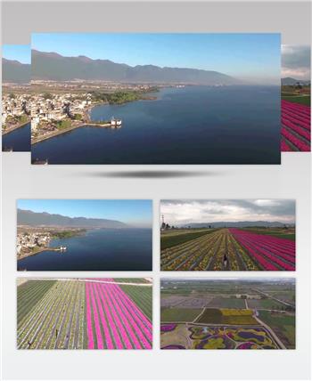 航拍云南大理锦绣河山自然风光视频素材