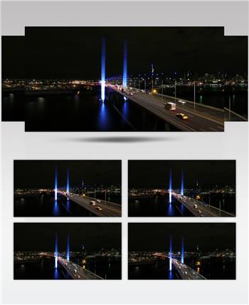 v夜晚晚高峰城市大桥桥梁交通车流视频素材