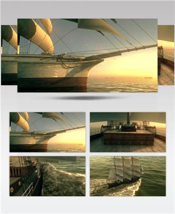 海上丝绸之路帆船航海扬帆起航视频素材