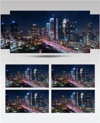 繁华大都市建筑灯光夜景城市全景视频素材