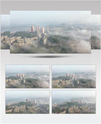 纳溪城区 晨雾 航拍素材 城镇 城市航拍 云雾缭绕