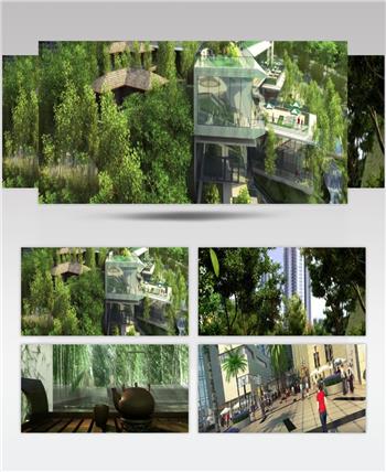 三维建筑 漫游动画 3d动画 城市建筑 小区环境 水景小品 落叶 山林夜景 商区 凤凰城