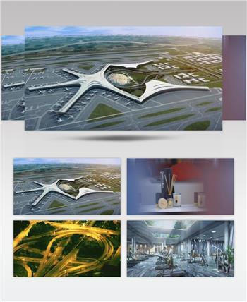 三维建筑 漫游动画 3D动画 飞机 机场建设 飞机场 鸟瞰地产 动车 高铁 道路 车流 操场 球场 锻炼 健身