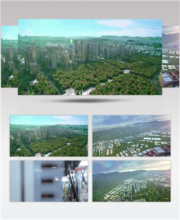城市鸟瞰 重庆新区 标志建筑 三维动画 3d房产 地产动画 玻璃幕墙 生长动画 商务大楼 高楼大厦