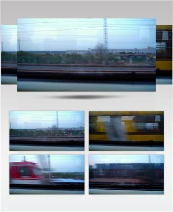 火车行驶中窗外的风景4K视频素材