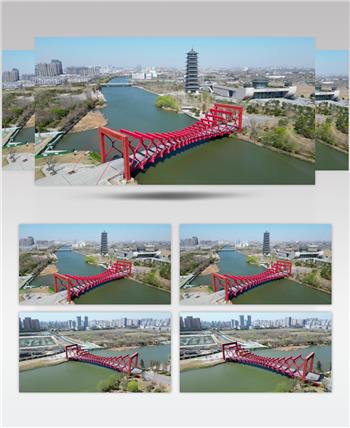 【4K60帧】扬州大运河博物馆剪影桥航拍