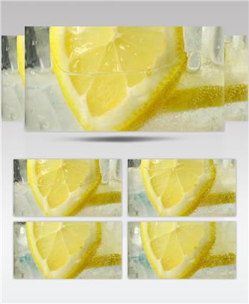 冰块柠檬水特写镜头慢动作