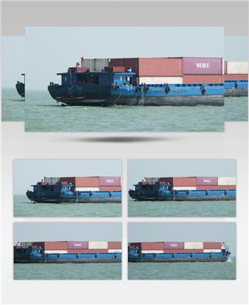 长江上的货船邮轮集装箱实拍空镜