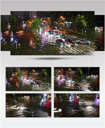 城市内涝洪水水灾 纪实拍摄路面积水