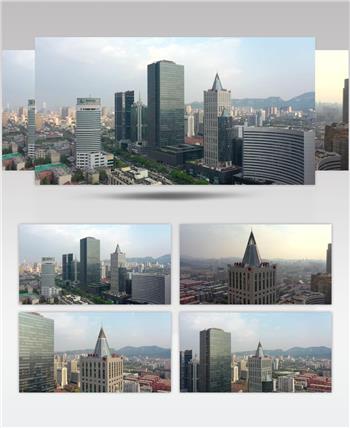 航拍济南中国银行大楼视频素材