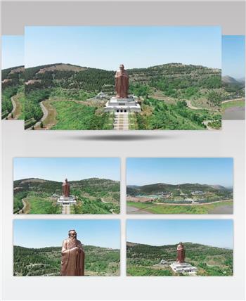 4k-航拍曲阜尼山圣境孔子雕塑视频素材