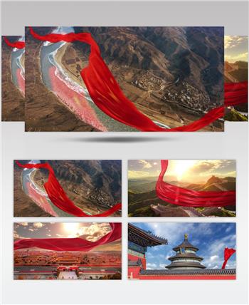 4K超清震撼大气红动中国山河合成延时视频素材