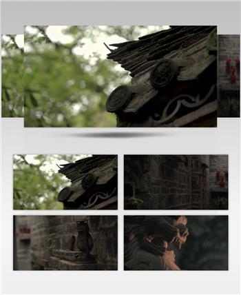 复古中国风青砖古瓦古建筑景观视频素材