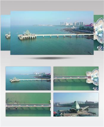 航拍烟台东山栈桥旅游宣传景观视频素材
