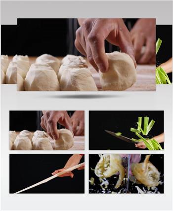 葱花饼传统工艺制作实拍美食小吃视频素材