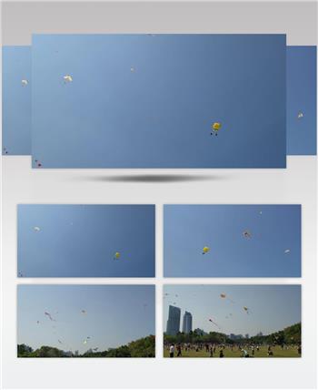 4K超清实拍风筝广场放风筝视频素材
