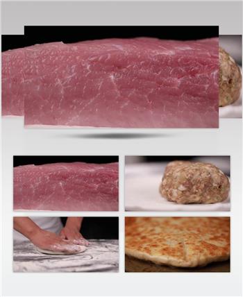 美食猪肉香河肉饼制作工艺视频素材