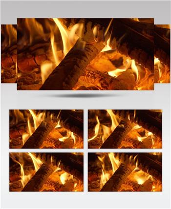 燃烧木柴火木炭火焰篝火堆