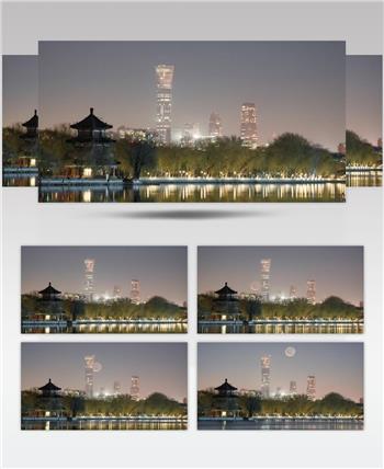 远看峨眉月穿越中国尊夜景拍摄