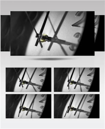时钟表盘黑白光影指针时间