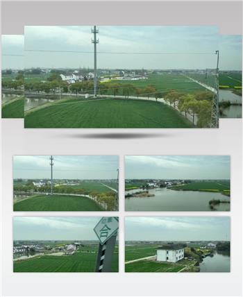 高铁上实拍江南水乡田间景观