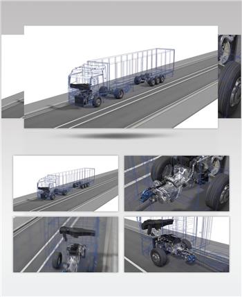 三维展示货车发动机变速箱结构科技展示视频素材