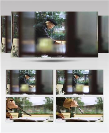 老年人写毛笔字