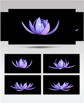 三维花开花瓣盛开花开旋转视频素材