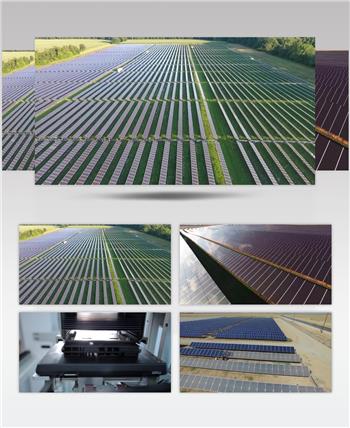 4K航拍绿色清洁新能源太阳能电板研发生产制造