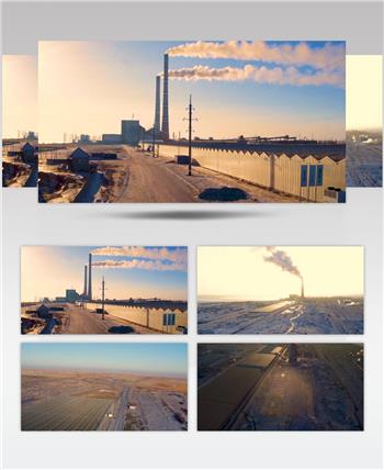 4K航拍大气工业环境污染能源环保背景视频