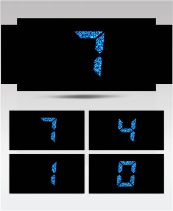 蓝色倒计时数字LED液晶效果开场背景视频