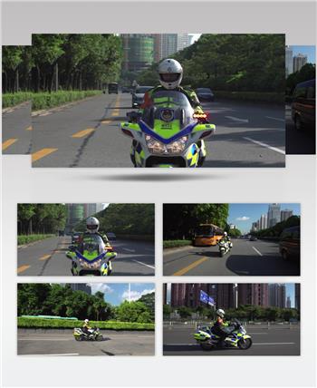 交警骑警摩托巡逻镜头视频素材