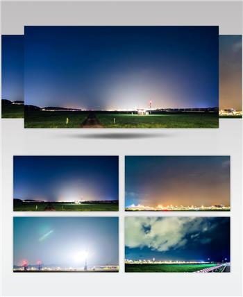 实拍飞机场夜景风景线延时拍摄高清背景视频