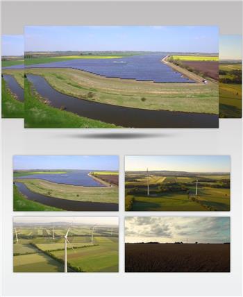 太阳能光伏发电清洁能源风力发电风电场视频素材