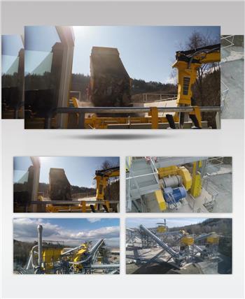 实拍采石场工程机械碎石加工高清视频素材