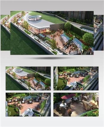 3D动画商业屋顶花园建筑视频素材