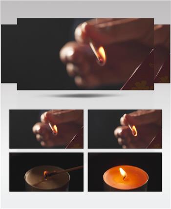 温暖祈福擦火柴慢镜头烛光祝福视频素材