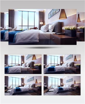 酒店式公寓客房卧室三维动画视频素材