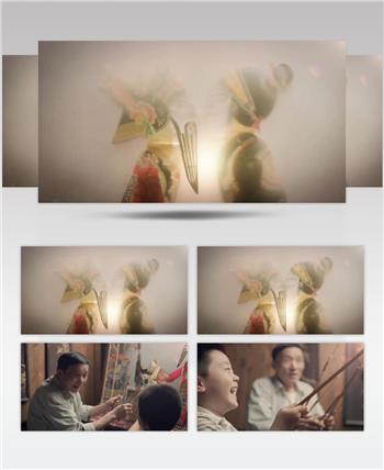 传统民间艺术皮影戏全家幸福生活人物篇视频素材