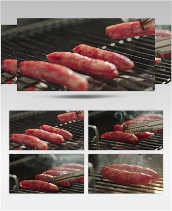 烤腊肠腊肠制作加工视频素材