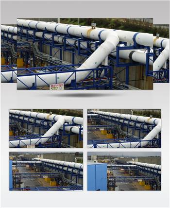 白天工程厂区管道线路环境记录慢动作镜头高清视频实拍