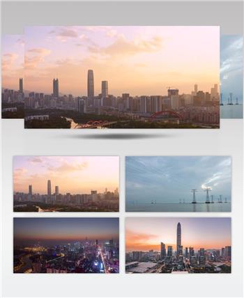 深圳4k航拍繁华都市空镜延时视频素材