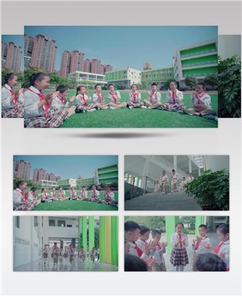 实拍小学生升旗敬礼看书上课视频素材