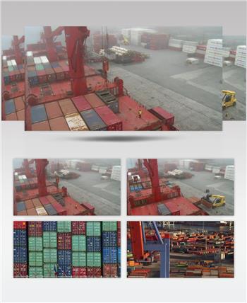 港口码头集装箱货运高清视频合集