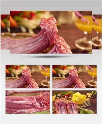 精品红肉排骨健康绿色生鲜肉类展示宣传视频素材
