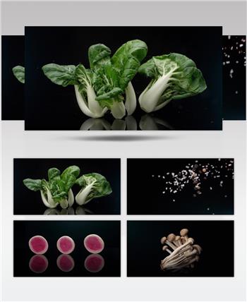 蔬菜食物碰撞青菜天然食材入水美食诱惑视频素材