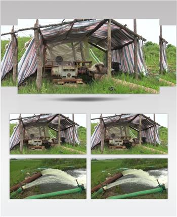 农村抽水站 水泵抽水 农田干旱引水 抽水