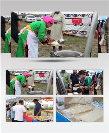 草原牧民现场制作奶豆腐