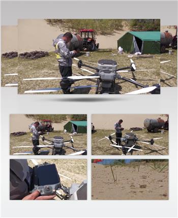 无人机撒草籽治沙